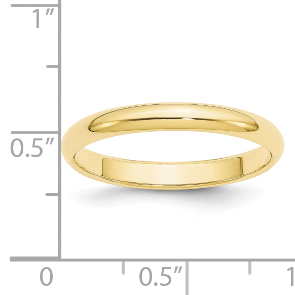 10k Yellow Gold 3mm Half Round Wedding Band Size 14