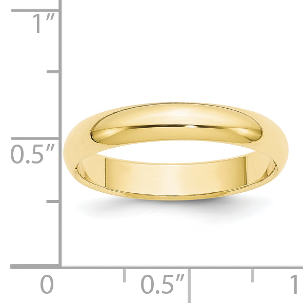 10k Yellow Gold 4mm Half Round Wedding Band Size 14