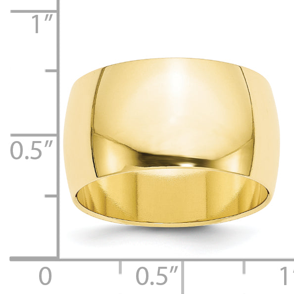 12.0mm 10K Yellow Gold Standard Half Round Wedding Band - Sophia Jewelers