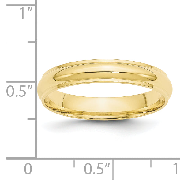 4.0mm 10K Yellow Gold Half Round with Edge Wedding Band - Sophia Jewelers
