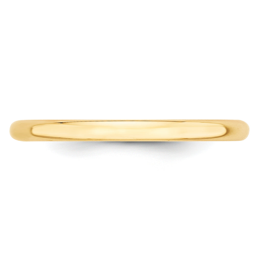 2.0mm 10K Yellow Gold Lightweight Half Round Wedding Band - Sophia Jewelers