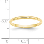 2.0mm 10K Yellow Gold Lightweight Half Round Wedding Band - Sophia Jewelers