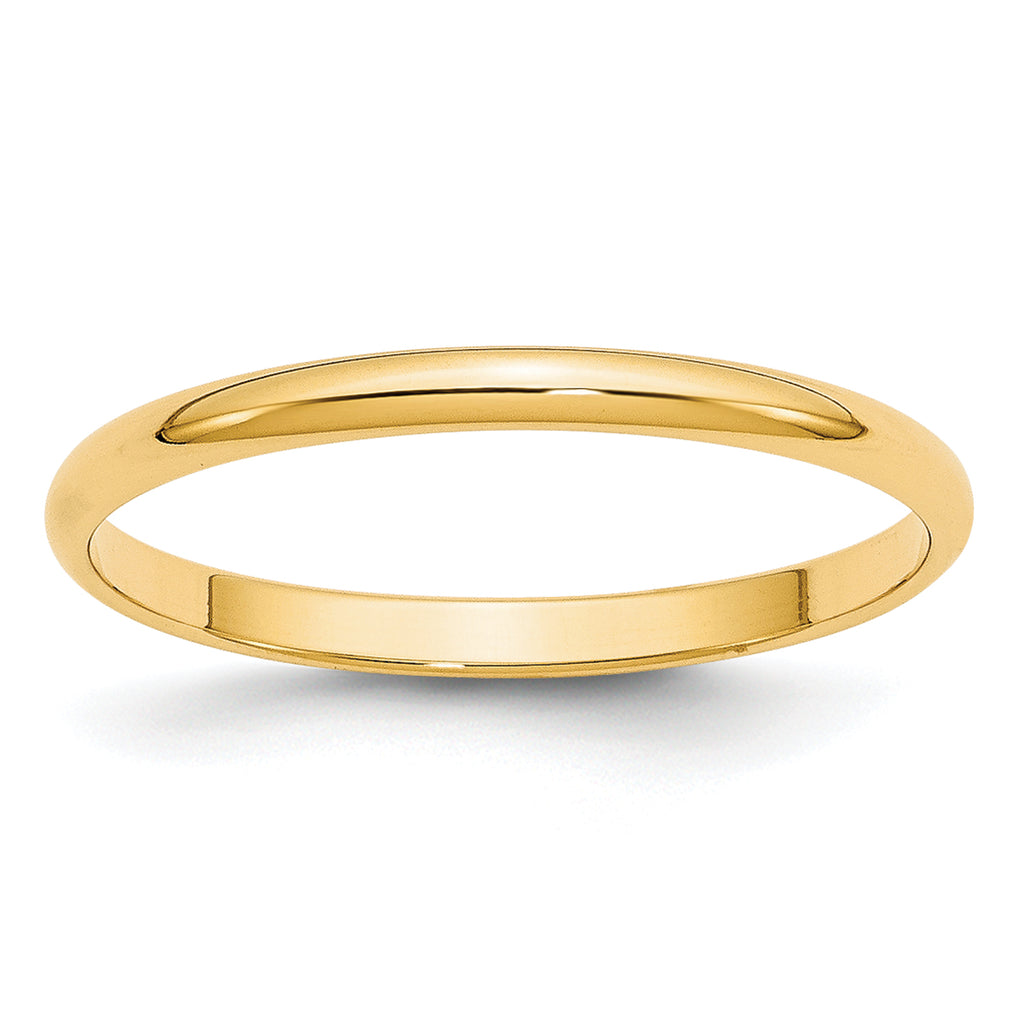 2.0mm 10K Yellow Gold Lightweight Half Round Wedding Band - Sophia Jewelers