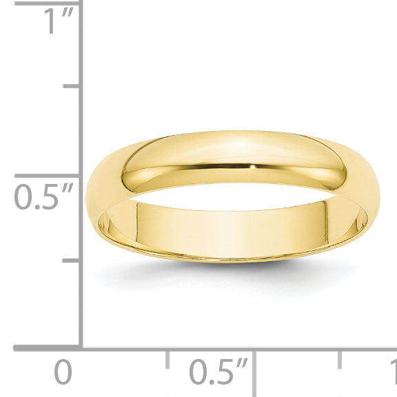 10k Yellow Gold 4mm Lightweight Half Round Wedding Band Size 9.5
