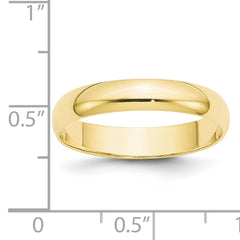 10k Yellow Gold 4mm Lightweight Half Round Wedding Band Size 9.5