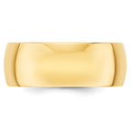 8.0mm 10K Yellow Gold Lightweight Half Round Wedding Band - Sophia Jewelers