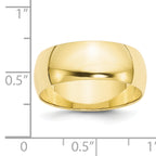8.0mm 10K Yellow Gold Lightweight Half Round Wedding Band - Sophia Jewelers