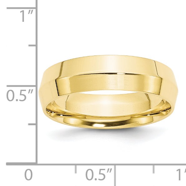 6.0mm 10K Yellow Gold Knife Edge Comfort Fit Wedding Band - Sophia Jewelers