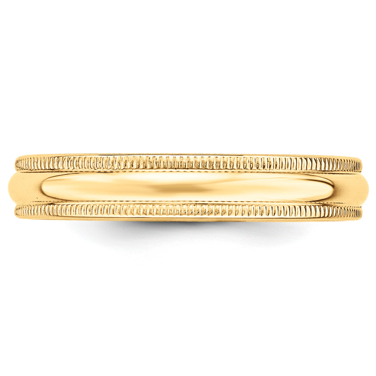 10k Yellow Gold 4mm Milgrain Half Round Wedding Band Size 14