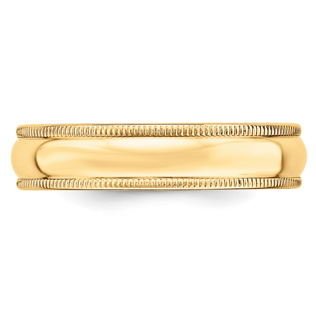5.0mm 10K Yellow Gold Milgrain Half Round Wedding Band - Sophia Jewelers