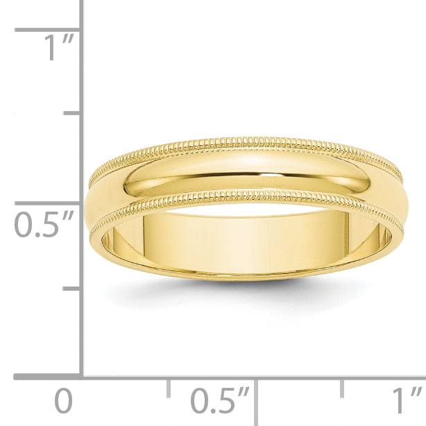 5.0mm 10K Yellow Gold Milgrain Half Round Wedding Band - Sophia Jewelers