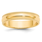 5.0mm 10K Yellow Gold Milgrain Half Round Wedding Band - Sophia Jewelers