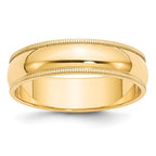 6.0mm 10K Yellow Gold Milgrain Half Round Wedding Band - Sophia Jewelers