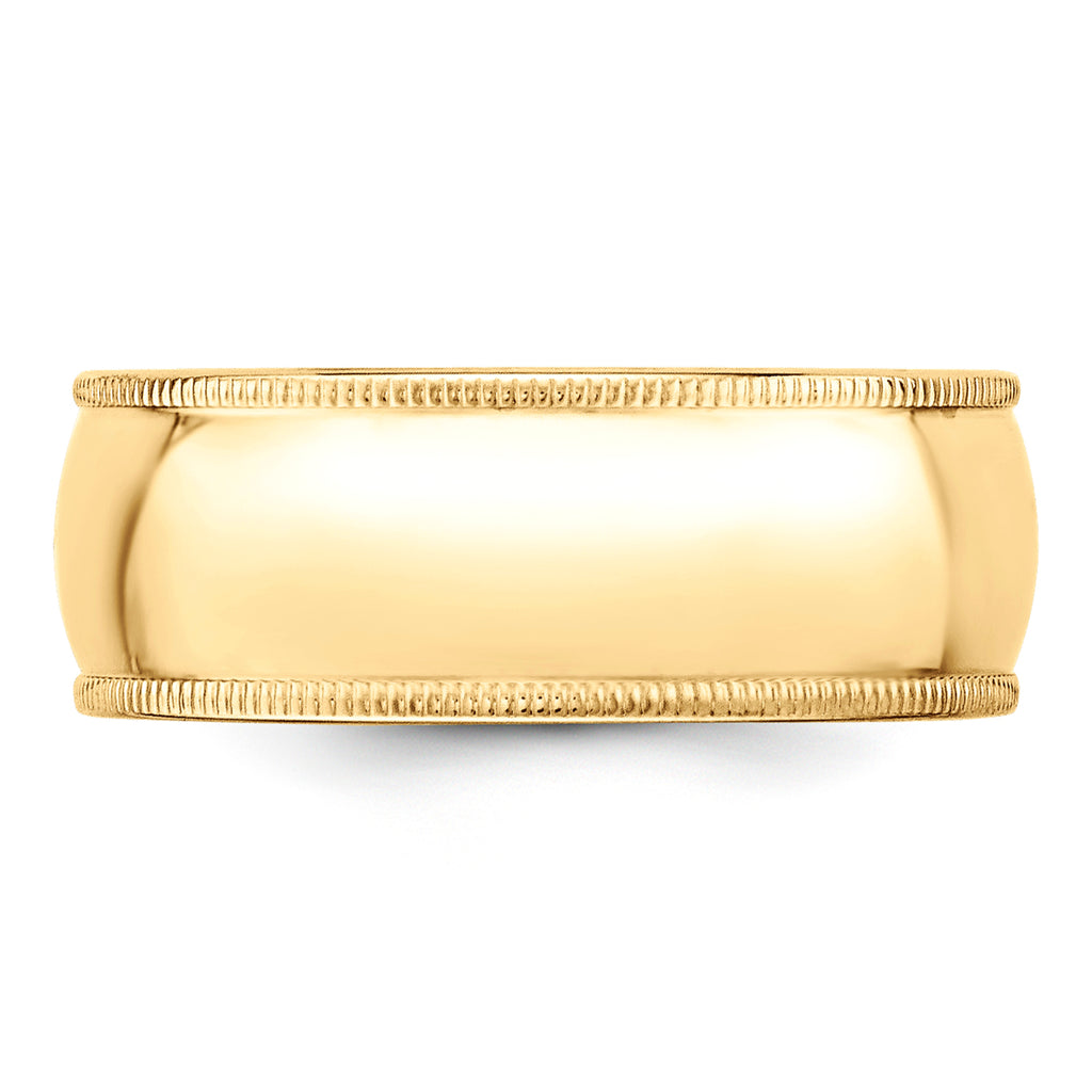 8.0mm 10K Yellow Gold Milgrain Half Round Wedding Band - Sophia Jewelers