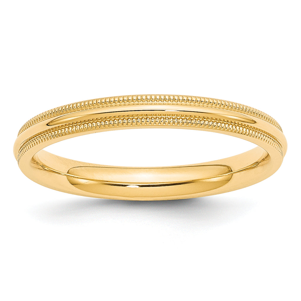 3.0mm 10K Yellow Gold Milgrain Comfort Fit Wedding Band - Sophia Jewelers