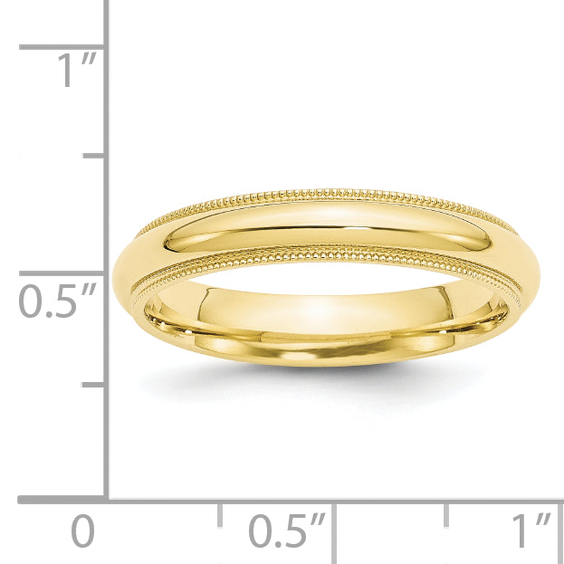 4.0mm 10K Yellow Gold Milgrain Comfort Fit Wedding Band - Sophia Jewelers