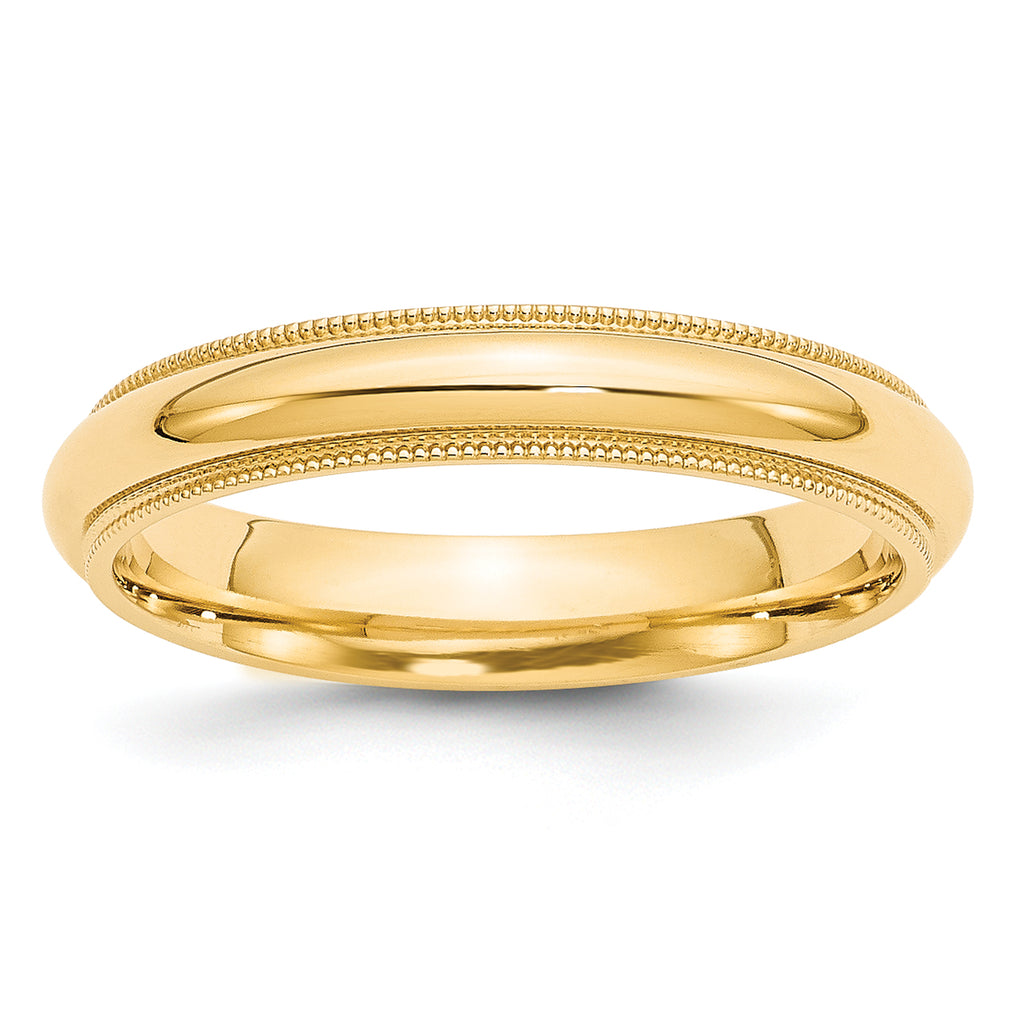 4.0mm 10K Yellow Gold Milgrain Comfort Fit Wedding Band - Sophia Jewelers
