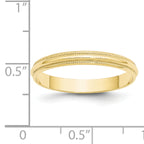 10k Yellow Gold 3mm Lightweight Milgrain Half Round Wedding Band Size 14
