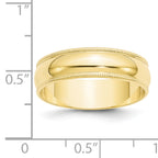 6.0mm 10K Yellow Gold Lightweight Milgrain Half Round Wedding Band - Sophia Jewelers