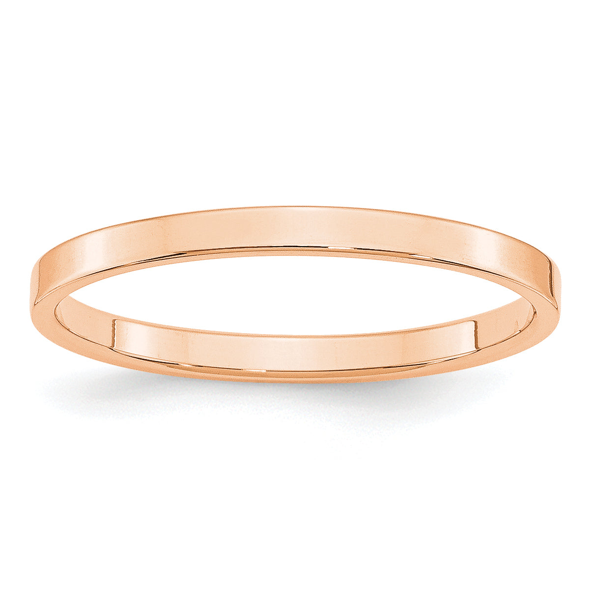 2.0mm 10K Rose Gold Lightweight Flat Wedding Band - Sophia Jewelers