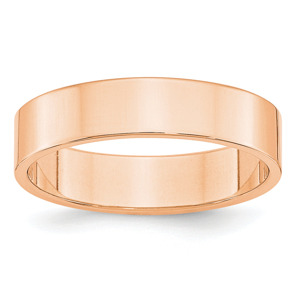 5.0mm 10K Rose Gold Lightweight Flat Wedding Band - Sophia Jewelers