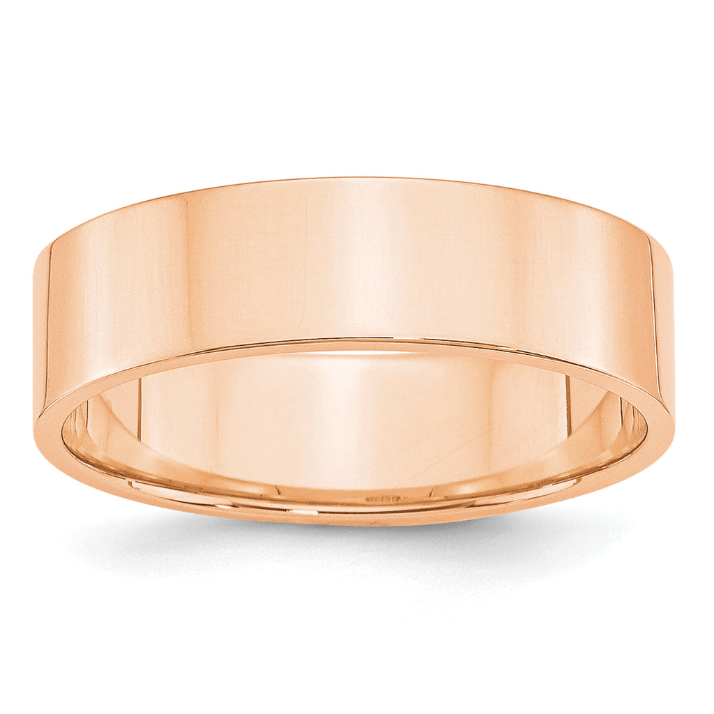 6.0mm 10K Rose Gold Lightweight Flat Wedding Band - Sophia Jewelers