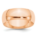 8.0mm 10K Rose Gold Standard Half Round Wedding Band - Sophia Jewelers