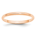2.0mm 10K Rose Gold Lightweight Half Round Wedding Band - Sophia Jewelers