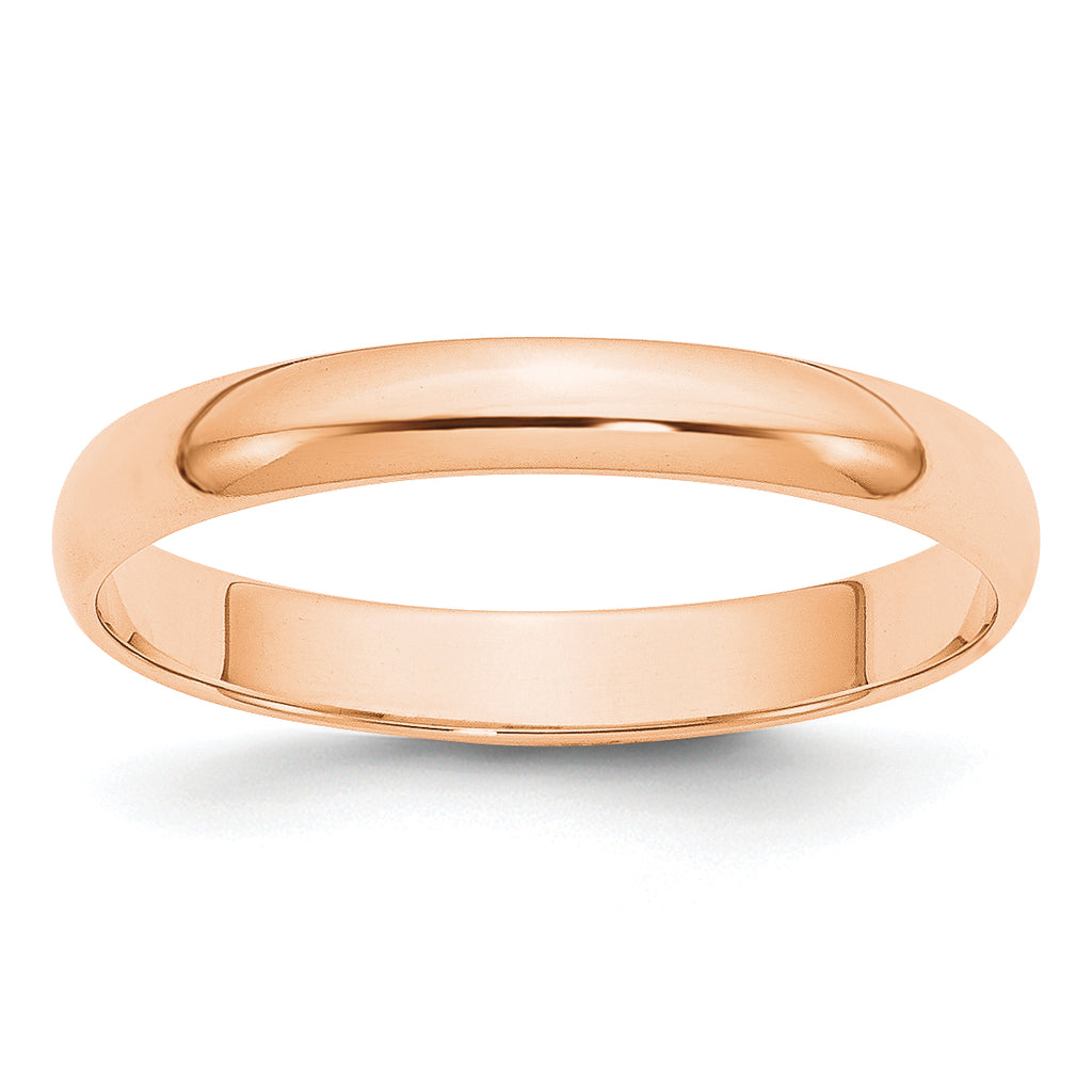 3.0mm 10K Rose Gold Lightweight Half Round Wedding Band - Sophia Jewelers