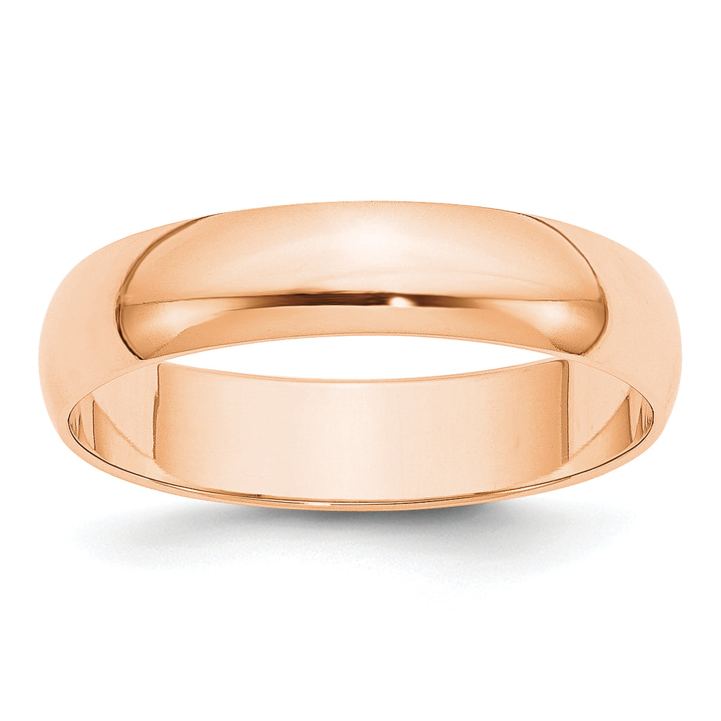 5.0mm 10K Rose Gold Lightweight Half Round Wedding Band - Sophia Jewelers