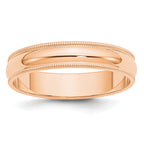 5.0mm 10K Rose Gold Milgrain Half Round Wedding Band - Sophia Jewelers
