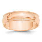 6.0mm 10K Rose Gold Lightweight Milgrain Half Round Wedding Band - Sophia Jewelers