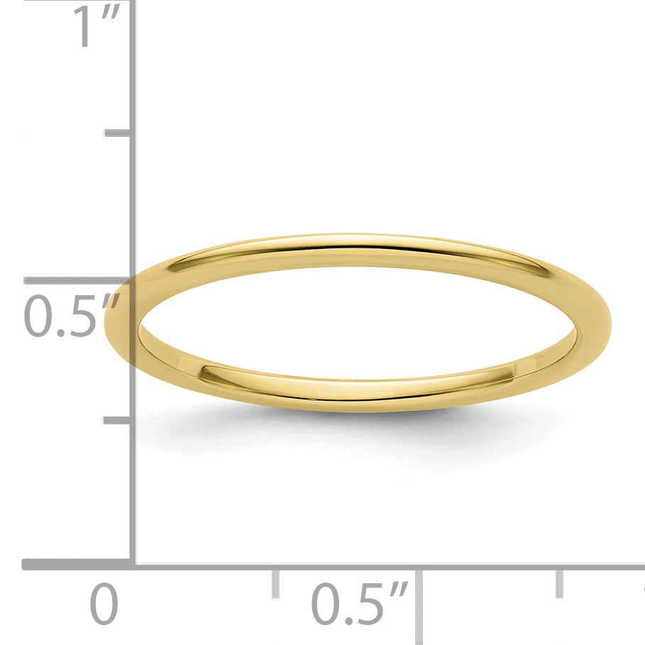 10K Yellow Gold 1.2mm Half Round Polished Stackable Band Size 10