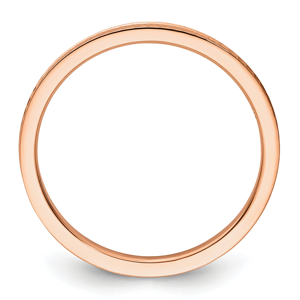 10K Rose Gold 1.2mm Criss-Cross Pattern Stackable Band Size 10
