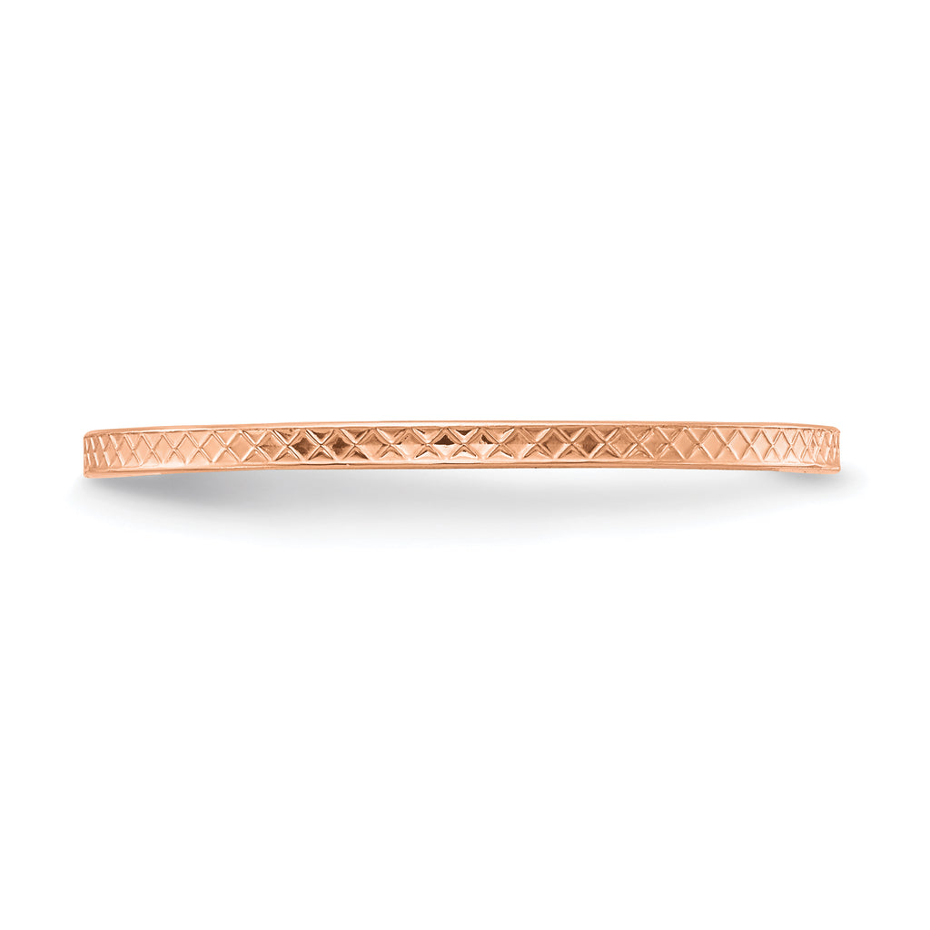 10K Rose Gold 1.2mm Criss-Cross Pattern Stackable Band Size 10