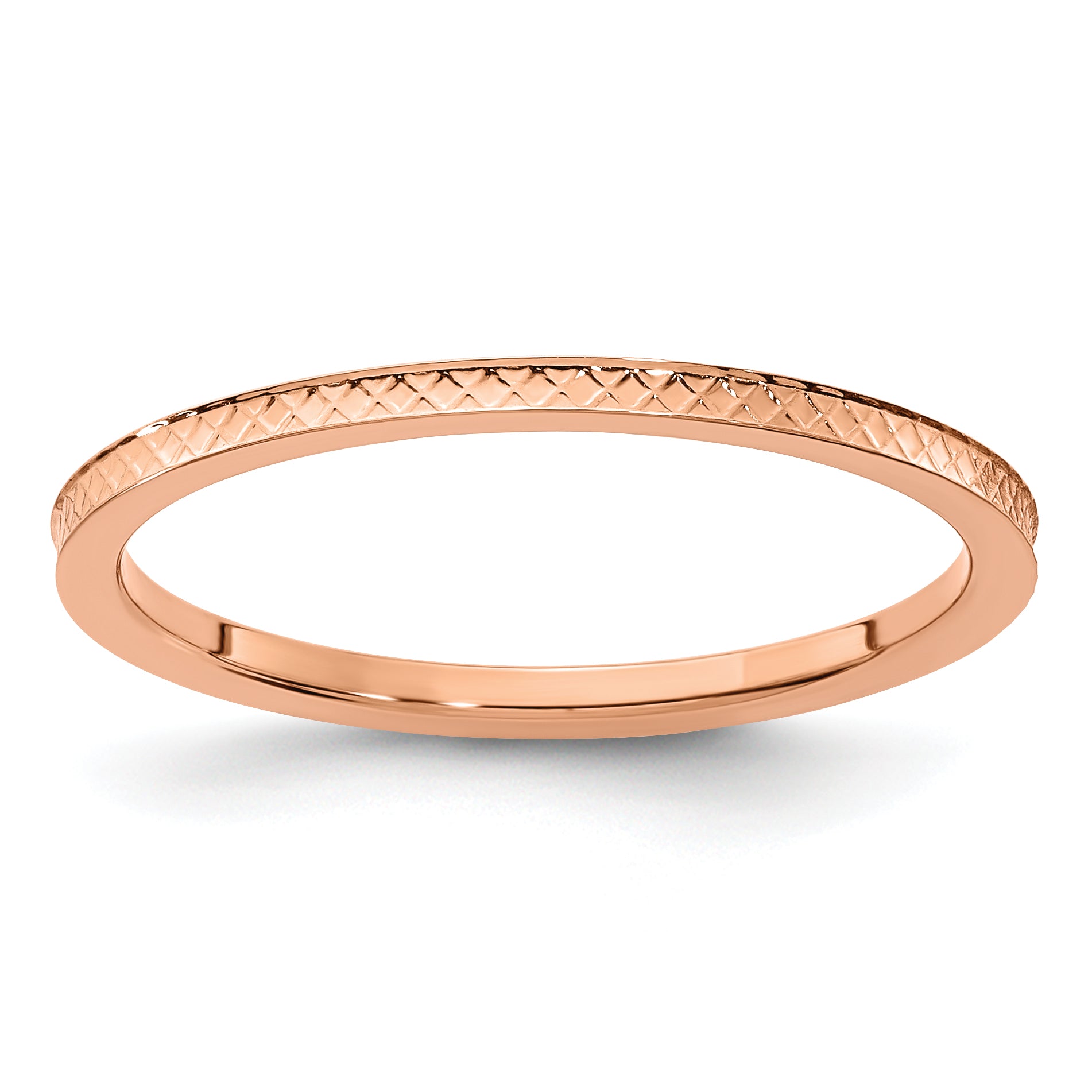 10K Rose Gold 1.2mm Criss-Cross Pattern Stackable Band Size 10 Main image