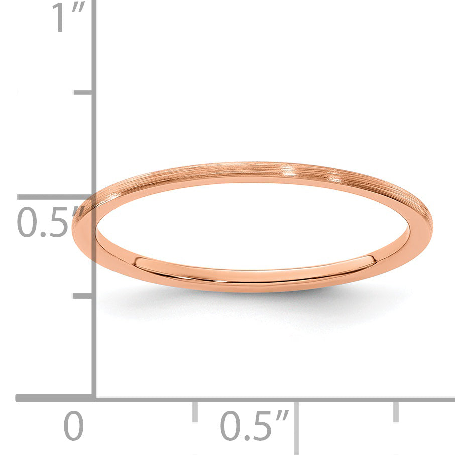 10K Rose Gold 1.2mm Half Round Satin Stackable Band Size 10