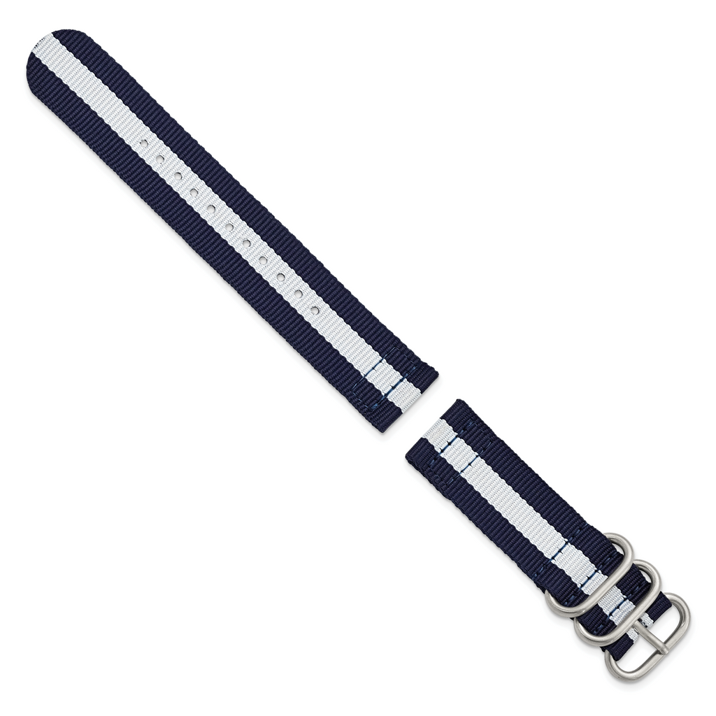 Navy Nylon Watch Band with Silver-Tone Buckle