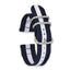 DeBeer 22mm Two-Piece Navy with White Stripe Nylon Strap with Brushed Stainless Steel Buckle and Qui - Sophia Jewelers