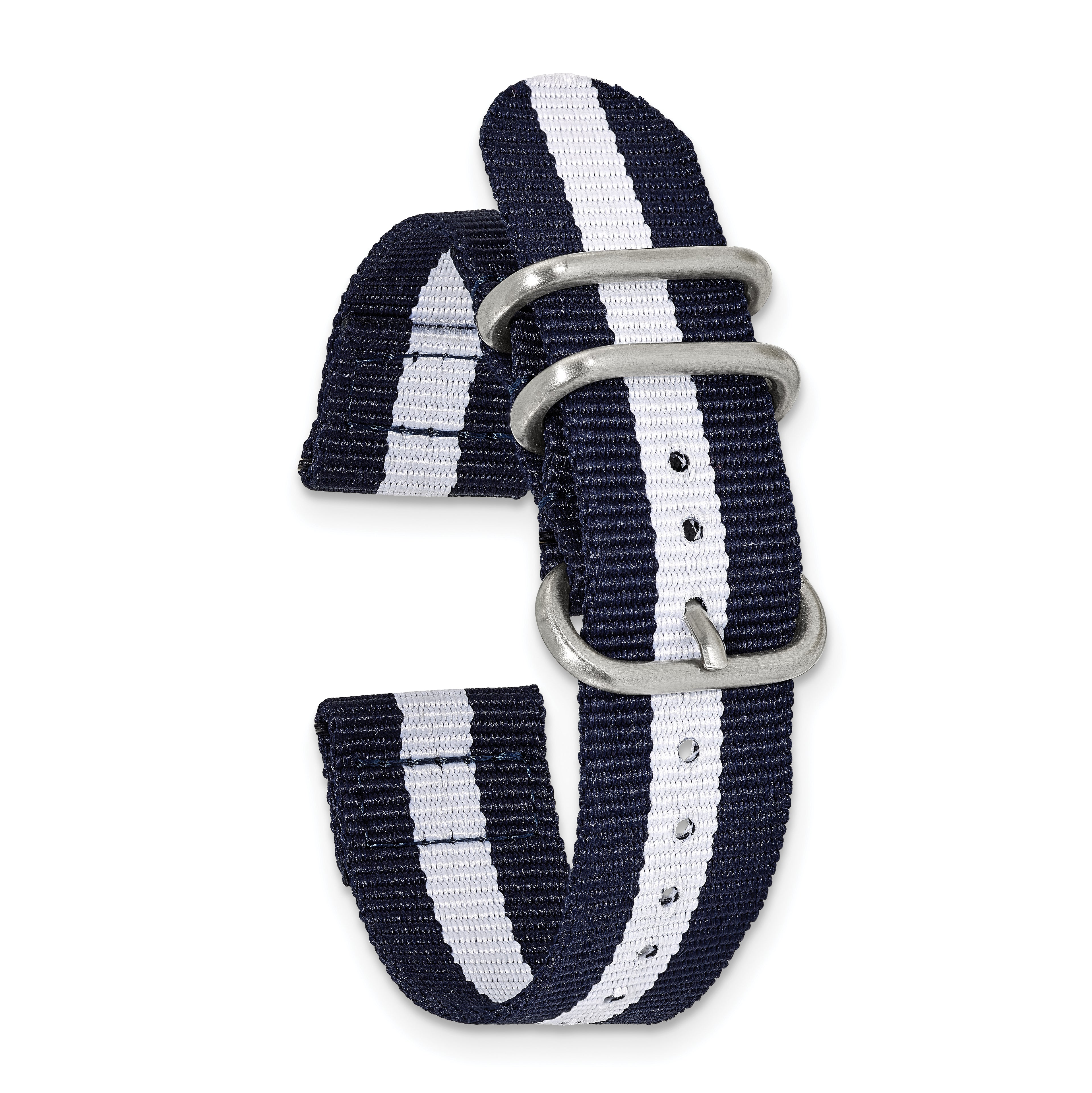 Navy Nylon Watch Band with Silver-Tone Buckle
