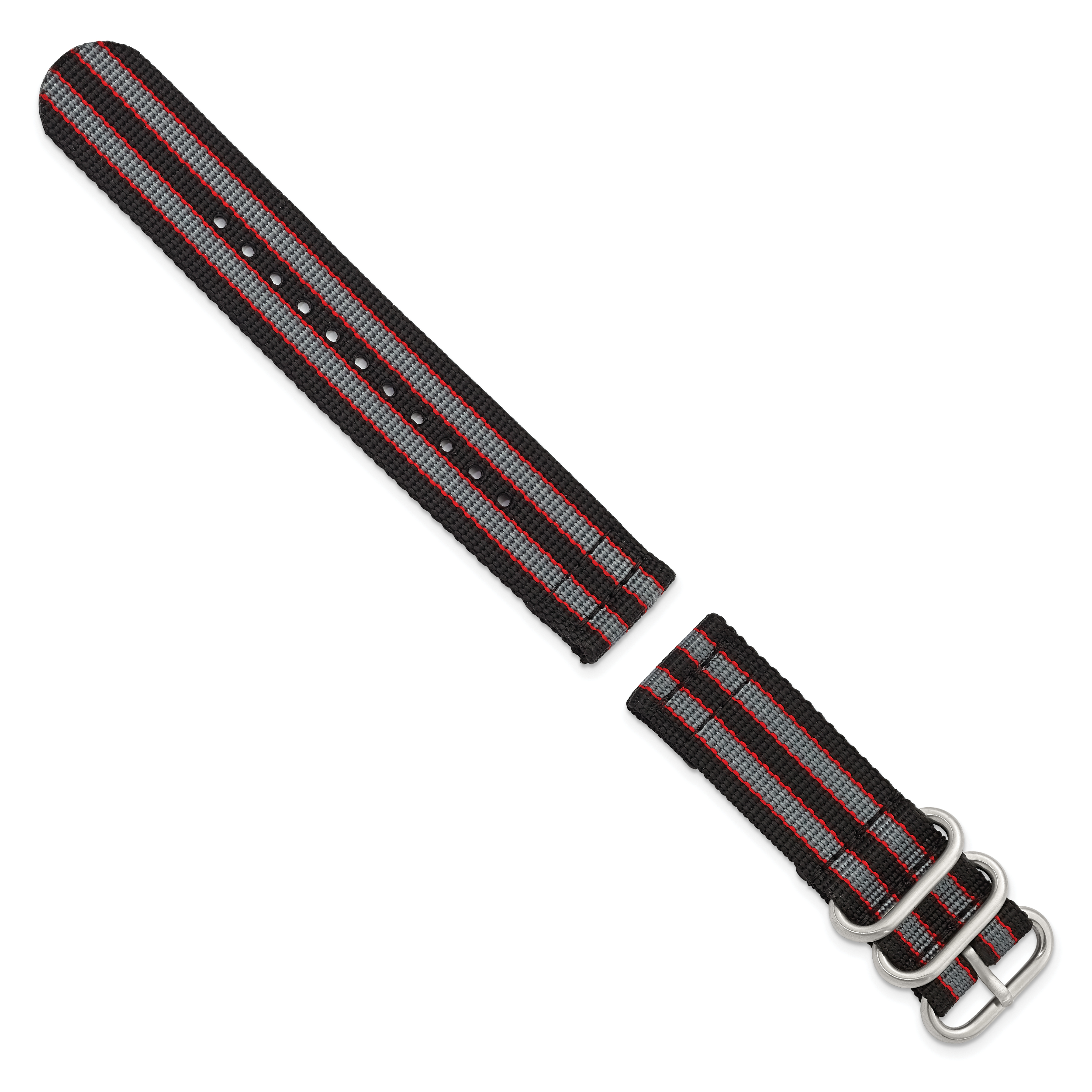 Black Nylon Watch Band with Silver-Tone Buckle