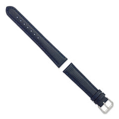 20mm Navy Lizard Grain Leather with Silver-tone Buckle 7.5 inch Watch Band