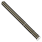 Black & Beige Striped Military Watch Band in Ballistic Nylon, 18mm - Sophia Jewelers