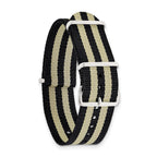 Black & Beige Striped Military Watch Band in Ballistic Nylon, 18mm - Sophia Jewelers