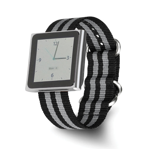Black Nylon Watch Band with Silver-Tone Buckle