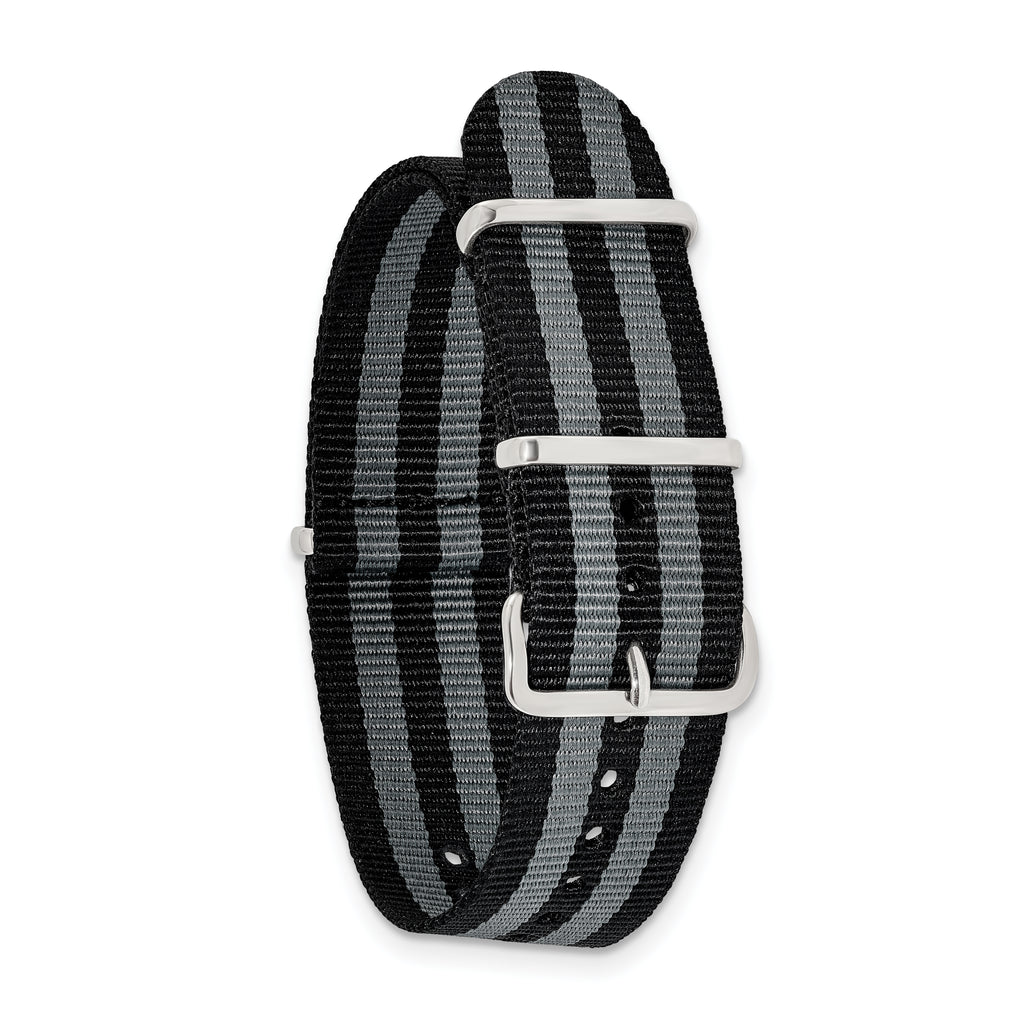 DeBeer 16mm One-Piece Black and Grey Striped Military Ballistic G10 Nylon with Silver-tone Buckle 10 - Sophia Jewelers