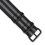 DeBeer 22mm One-Piece Black and Grey Striped Military Ballistic G10 Nylon with Black PVD-plated Buck - Sophia Jewelers
