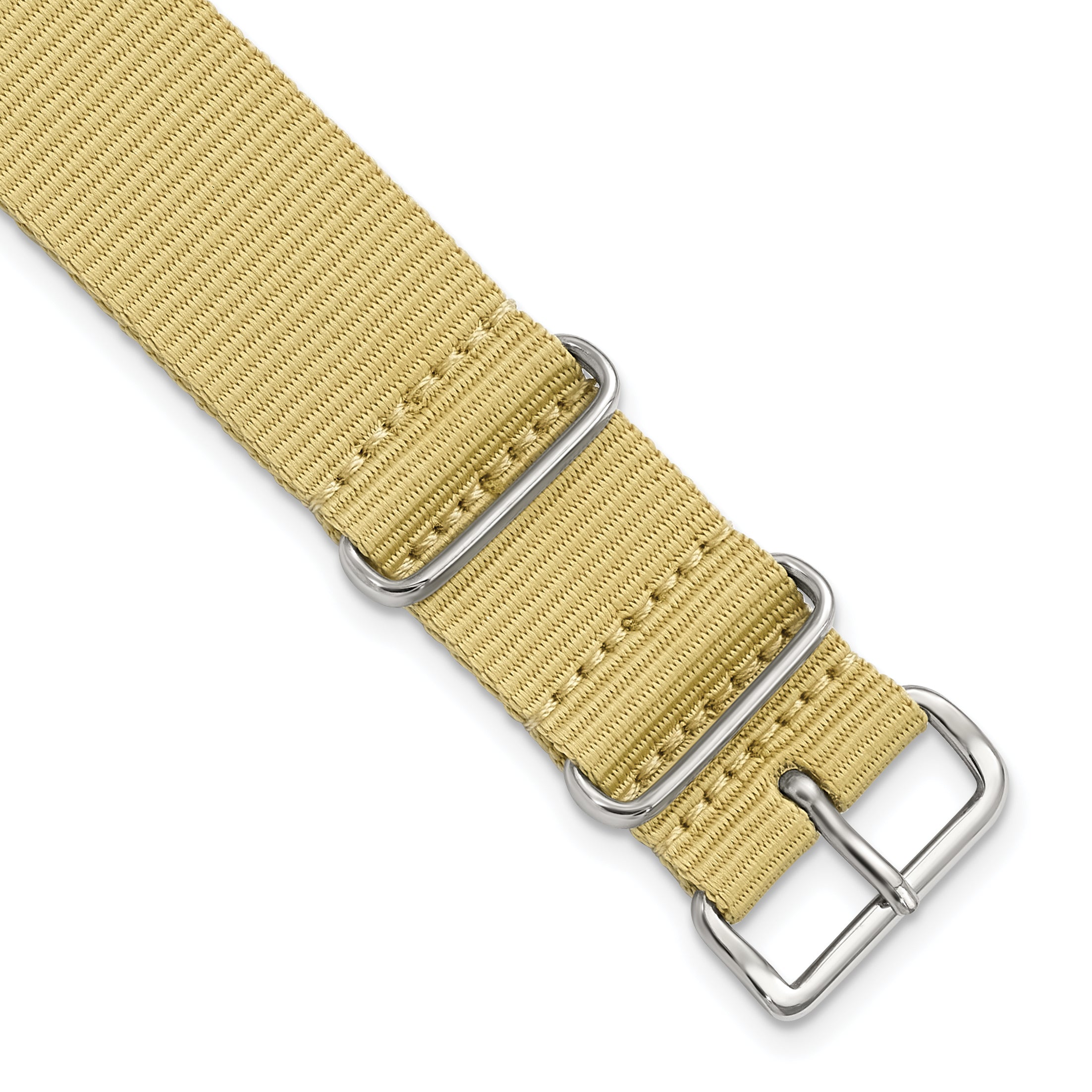 18mm One-Piece Khaki Military Ballistic G10 Nylon with Silver-tone Buckle 10.75 inch Watch Band Main image