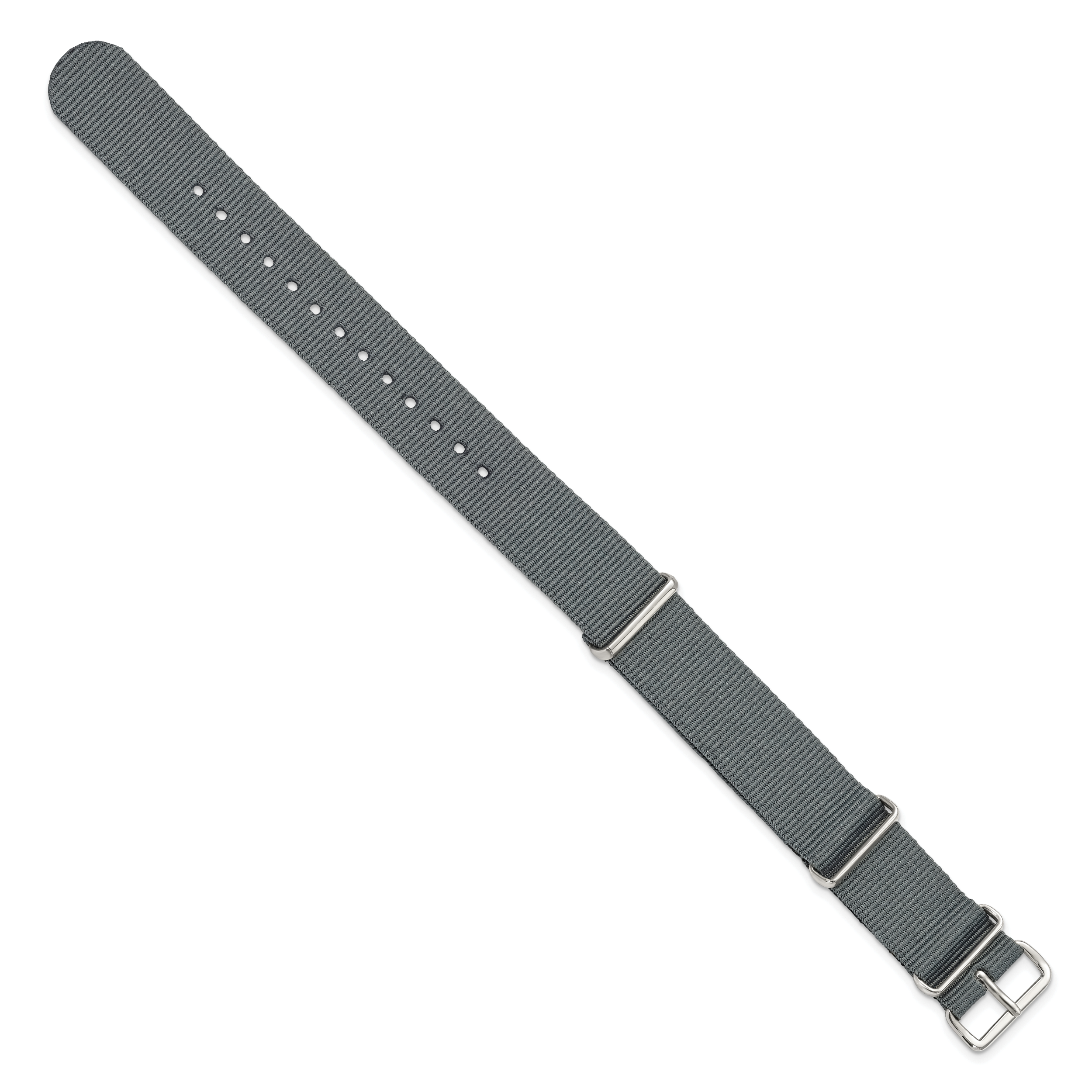 Grey Nylon Watch Band with Silver-Tone Buckle