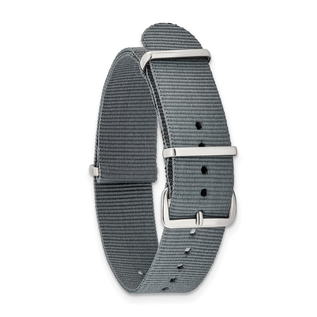 DeBeer 16mm One-Piece Grey Military Ballistic G10 Nylon with Silver-tone Buckle 10.75 - Sophia Jewelers